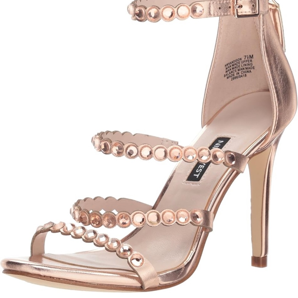 Nine West Vandison stiletto heels with inclosed zipper back rose gold size 8 M.
